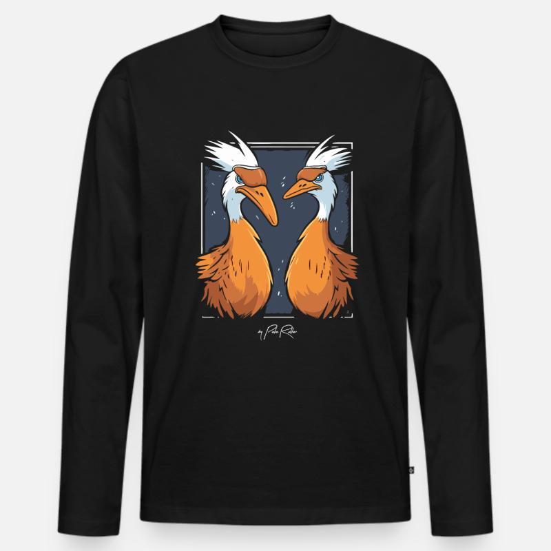 Zwei seltsame Vögel - Männer Premium Bio Langarmshirt - Schwarz