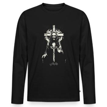 The Holy Savior - Men's Premium Organic Long Sleeve Shirt - black - Front - Nico (187cm)