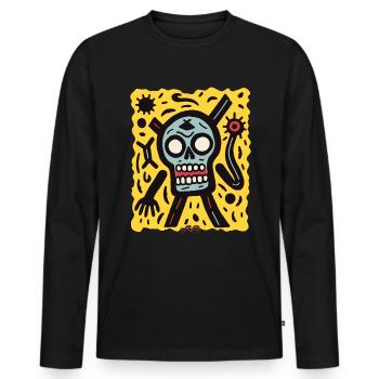 Cartoon Pop Skull : c’est génial - T-shirt manches longues Premium bio Homme - noir - Devant - Nico (187cm)