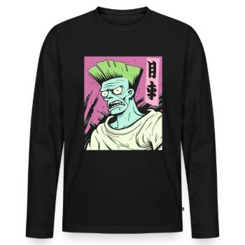 Cartoon: Strong Japanese Anime Fans and Bros - Men's Premium Organic Long Sleeve Shirt - black - Front - Nico (187cm)