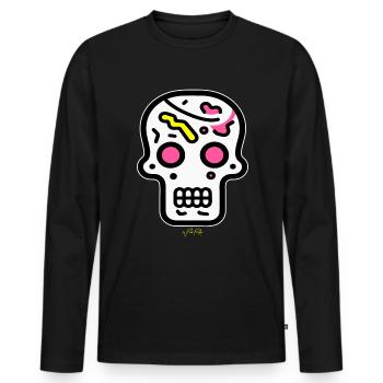 Crâne Pop Art - T-shirt manches longues Premium bio Homme - noir - Devant - Nico (187cm)