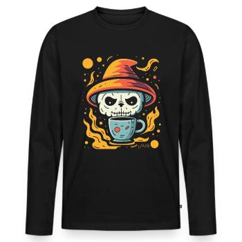 Coffee, Space, Nerd, Skull, Panda, Magic - Men's Premium Organic Long Sleeve Shirt - black - Front - Nico (187cm)