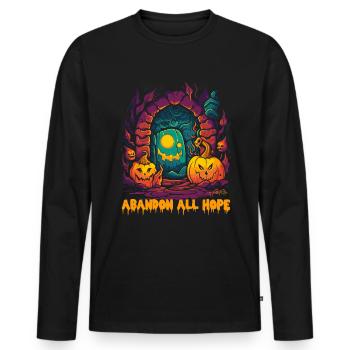 Pumpkin Dungeon of Horror : Abandonnez tout espoir - T-shirt manches longues Premium bio Homme - noir - Devant - Nico (187cm)