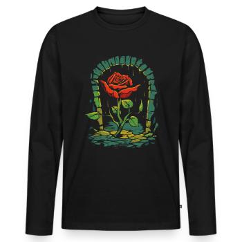Une fleur de Donjon Roses - T-shirt manches longues Premium bio Homme - noir - Devant - Nico (187cm)