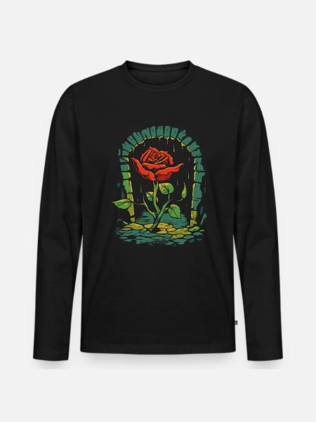 A Dungeon Roses Flower - Men's Premium Organic Long Sleeve Shirt - black