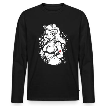 Another Hot Anime Cartoon Girl - Men's Premium Organic Long Sleeve Shirt - black - Front - Nico (187cm)