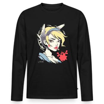 Votre fille d’ange d’anime chaude - T-shirt manches longues Premium bio Homme - noir - Devant - Nico (187cm)