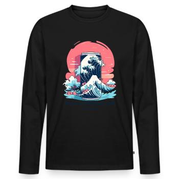 Japanese Display: Drink Kanagawa Soda - Men's Premium Organic Long Sleeve Shirt - black - Front - Nico (187cm)
