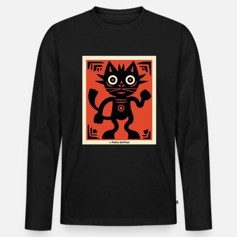 Moderne Kunst Katze - Männer Premium Bio Langarmshirt - Schwarz