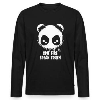 Spray fire and speak the truth, a panda - Men's Premium Organic Long Sleeve Shirt - black - Front - Nico (187cm)