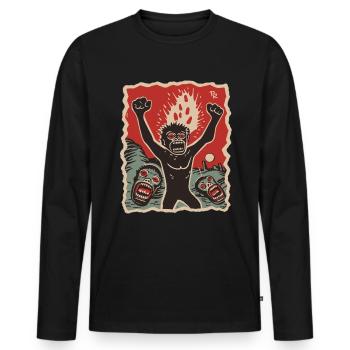 Prehistoric Primates and Armageddon - Men's Premium Organic Long Sleeve Shirt - black - Front - Nico (187cm)