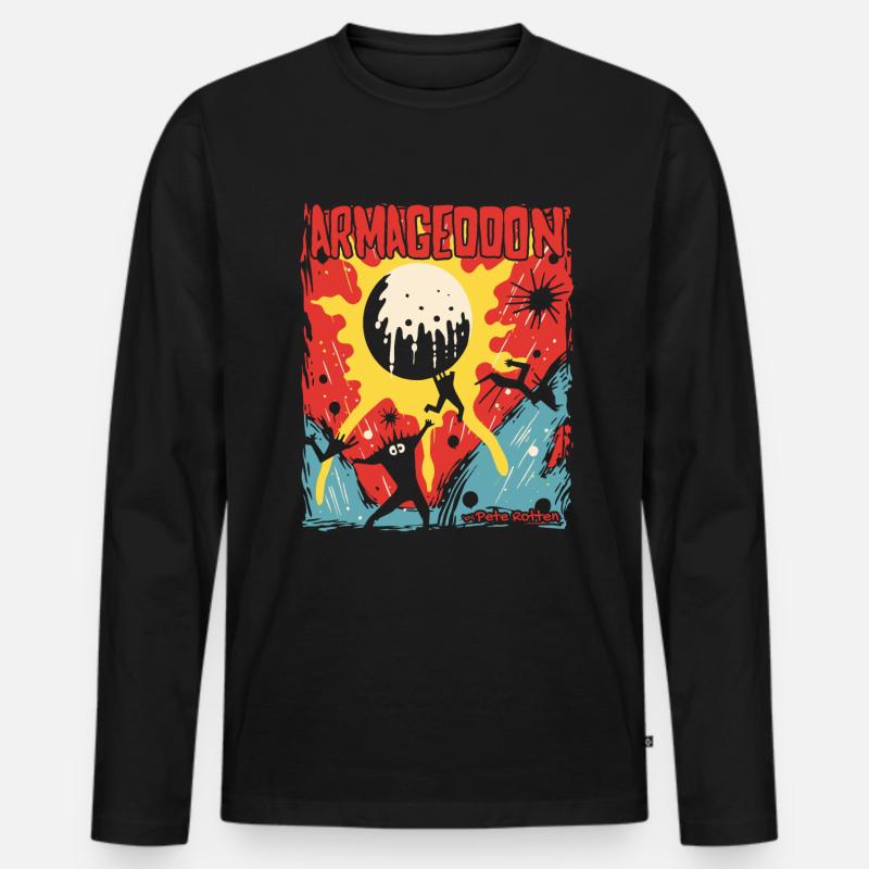 Cartoon Armageddon - Männer Premium Bio Langarmshirt - Schwarz