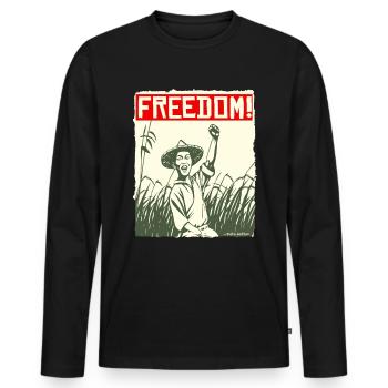 Asian Rice Farmer: Freedom - Men's Premium Organic Long Sleeve Shirt - black - Front - Nico (187cm)
