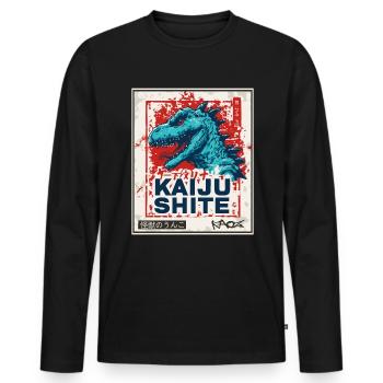 Japonais Kanji Monster Kaiju caca - T-shirt manches longues Premium bio Homme - noir - Devant - Nico (187cm)
