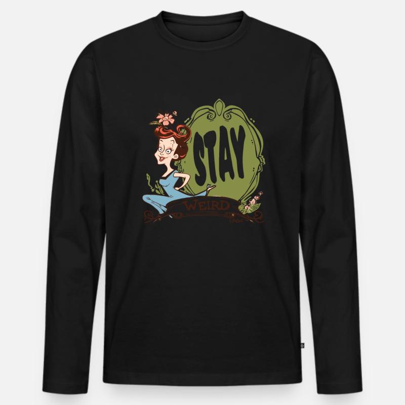 Bleib seltsam, Hausfrau - Männer Premium Bio Langarmshirt - Schwarz