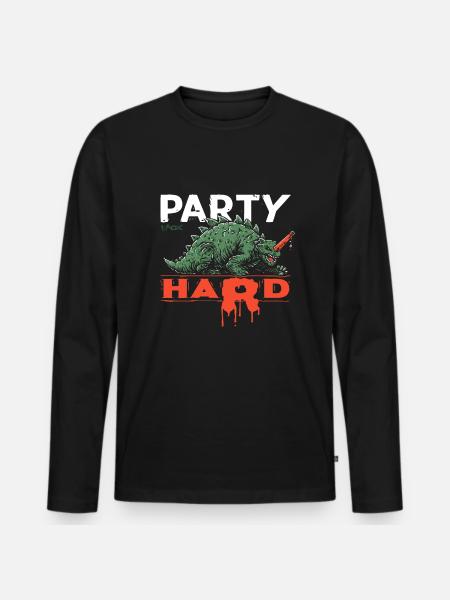 Le dino fêtard - T-shirt manches longues Premium bio Homme - noir