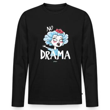 Reine sans drame - T-shirt manches longues Premium bio Homme - noir - Devant - Nico (187cm)
