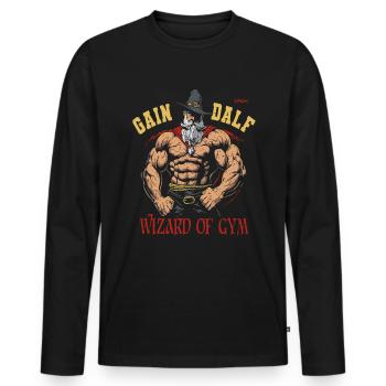 Gagnez avec Dalf, le magicien de l’arène - T-shirt manches longues Premium bio Homme - noir - Devant - Nico (187cm)
