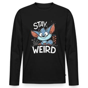 Petit lutin mignon : restez bizarre - T-shirt manches longues Premium bio Homme - noir - Devant - Nico (187cm)