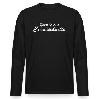 Guet isch e Cremeschnitte | Schweiz, Fondue - Männer Premium Bio Langarmshirt - Schwarz - Vorne - Nico (187cm)