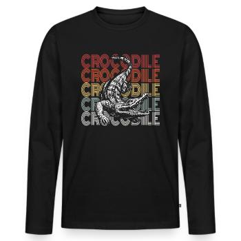 Krokodil - Männer Premium Bio Langarmshirt - Schwarz - Vorne - Nico (187cm)