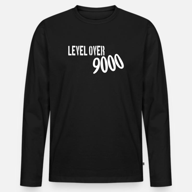 Level Over 9000 - Männer Premium Bio Langarmshirt - Schwarz