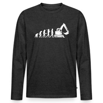 Baggerfahrer Baggerführer Evolution Cadeau - T-shirt manches longues Premium bio Homme - anthracite chiné - Devant - Nico (187cm)