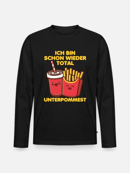 Fastfood Imbiss Pommesbude Fritten | Unterpommest - Männer Premium Bio Langarmshirt - Schwarz