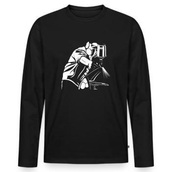 Lackierer - Männer Premium Bio Langarmshirt - Schwarz - Vorne - Nico (187cm)