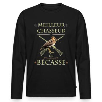Bécasse tshirt drôle - T-shirt manches longues Premium bio Homme - noir - Devant - Nico (187cm)