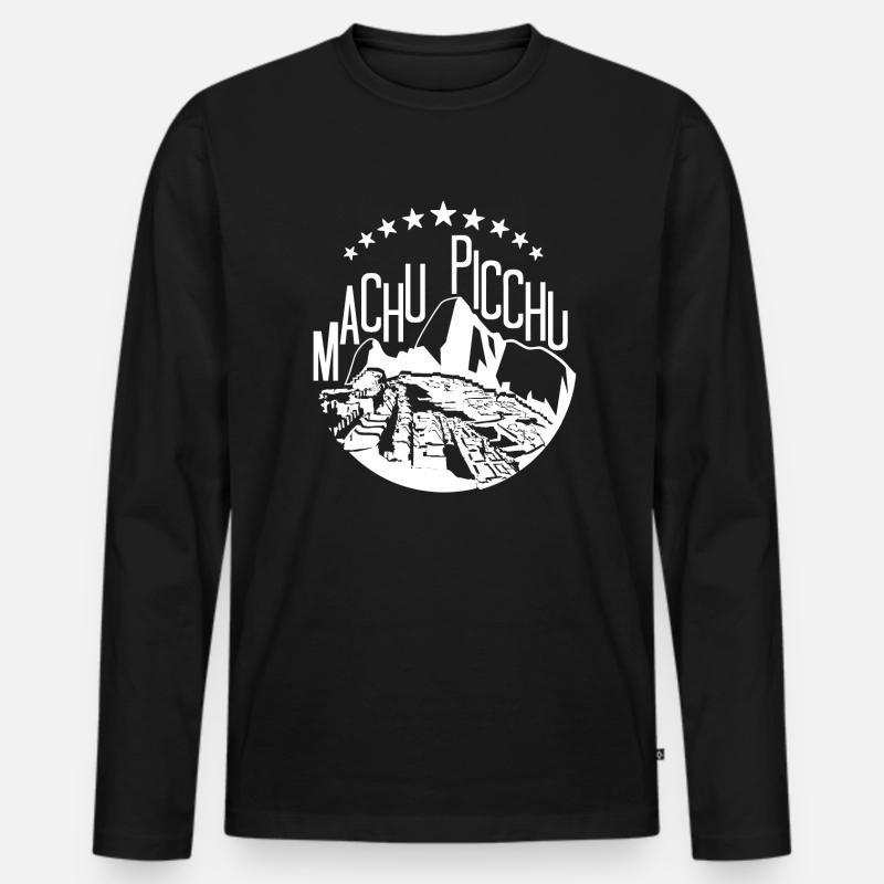 Machu Picchu - Männer Premium Bio Langarmshirt - Schwarz