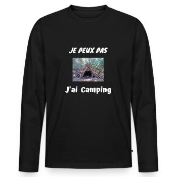 Je peux pas J'ai Camping - T-shirt manches longues Premium bio Homme - noir - Devant - Nico (187cm)