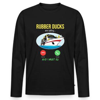 Les canards en caoutchouc appellent les navires de chasse aux canards de croisière mer - T-shirt manches longues Premium bio Homme - noir - Devant - Nico (187cm)