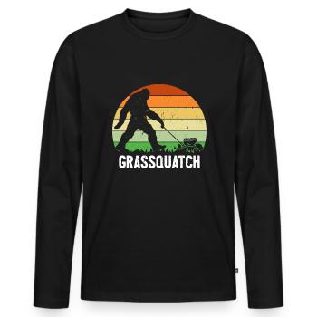 Grassquatch Bigfoot Retro Sasquatch Tondeuse à gazon - T-shirt manches longues Premium bio Homme - noir - Devant - Nico (187cm)