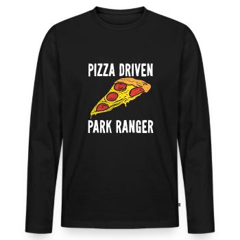 Pizza Driven Park Ranger Wildlife Officer Game Wa - Men's Premium Organic Long Sleeve Shirt - black - Front - Nico (187cm)