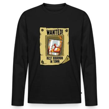 Wanted Poster Best Bourbon Drinking Quote Magic Br - Men's Premium Organic Long Sleeve Shirt - black - Front - Nico (187cm)