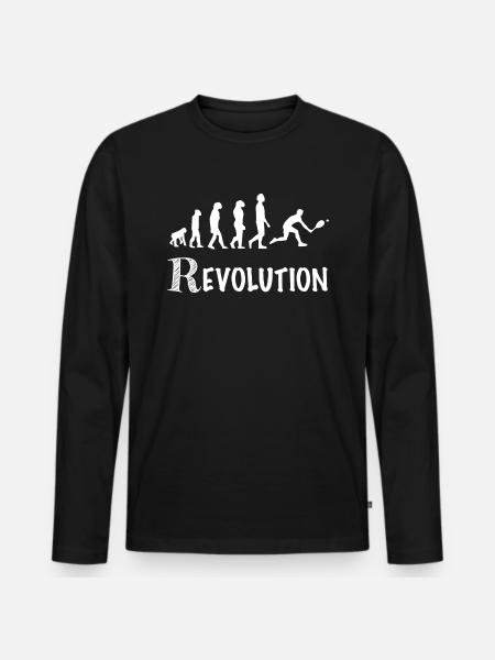Padelspieler-Revolution Padelistischer Humor - Männer Premium Bio Langarmshirt - Schwarz