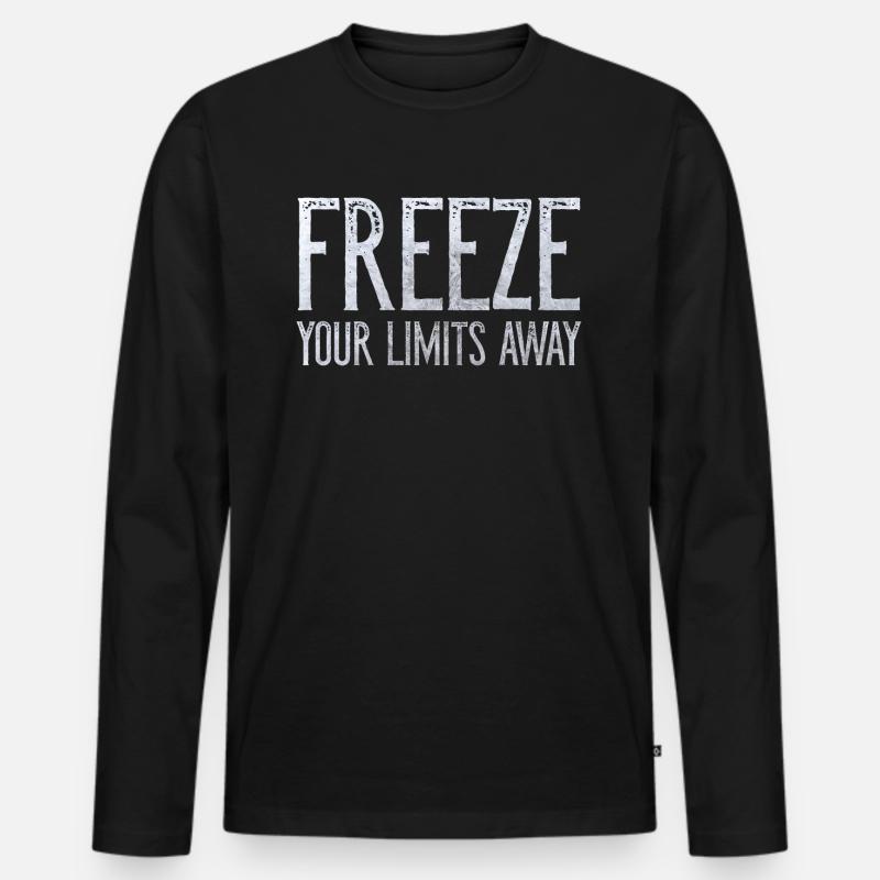 Neujahrsschwimmen Eisbaden FREEZE YOUR LIMITS AWAY - Männer Premium Bio Langarmshirt - Schwarz