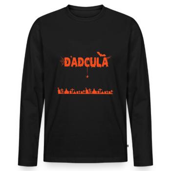 Halloween T-Shirt Dadcula Funny Dad Vampire Design - Men's Premium Organic Long Sleeve Shirt - black - Front - Nico (187cm)