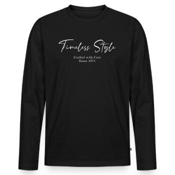 Style intemporel depuis 1971 Script Typographie - T-shirt manches longues Premium bio Homme - noir - Devant - Nico (187cm)