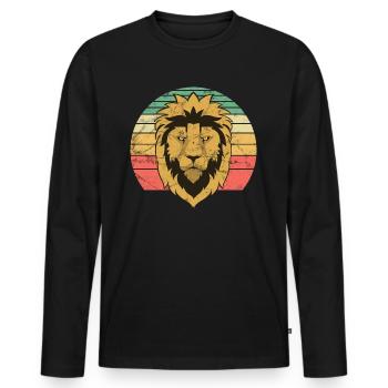 tête de lion - T-shirt manches longues Premium bio Homme - noir - Devant - Nico (187cm)