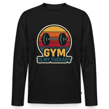 Le fitness est ma thérapie - T-shirt manches longues Premium bio Homme - noir - Devant - Nico (187cm)