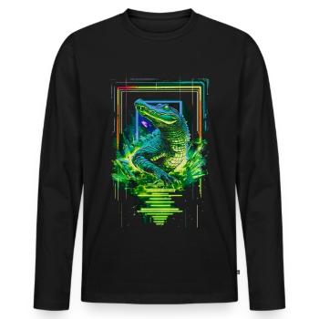 Alligator Crocodile Reptile Predator Neon Colorful Art - Men's Premium Organic Long Sleeve Shirt - black - Front - Nico (187cm)