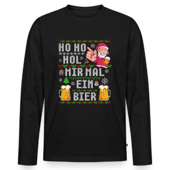 Ho Ho Hol mir ein Bier Ugly Christmas Weihnachten - Männer Premium Bio Langarmshirt - Schwarz - Vorne - Nico (187cm)