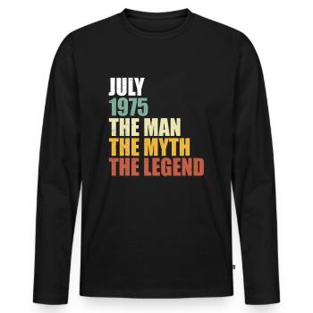 July 1975 - Man Myth Legend Retro - Men's Premium Organic Long Sleeve Shirt - black - Front - Nico (187cm)