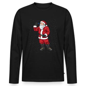 Funny darts santa claus gift darts player - Men's Premium Organic Long Sleeve Shirt - black - Front - Nico (187cm)