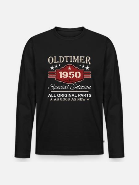 Vintage Car 1950 - Gift 74th Birthday - Men's Premium Organic Long Sleeve Shirt - black