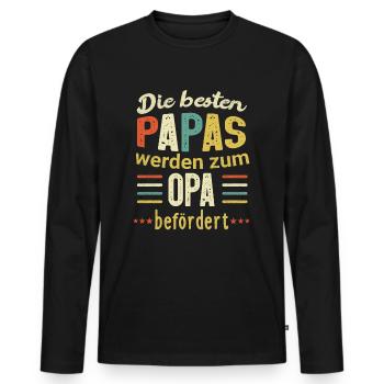 Retro Best Dad Promotion to Grandpa Gift - Men's Premium Organic Long Sleeve Shirt - black - Front - Nico (187cm)