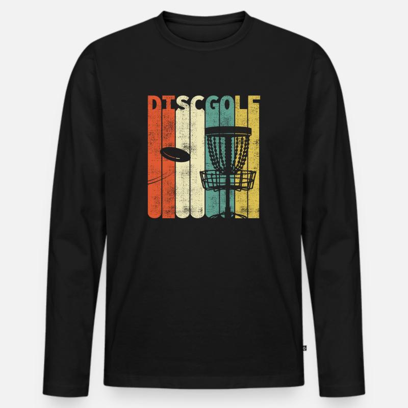 Retro Discgolf Golf Frisbee Sportart Geschenk - Männer Premium Bio Langarmshirt - Schwarz