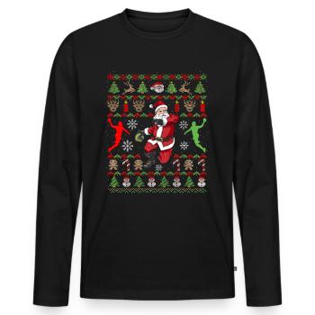 Handball Ugly Christmas Weihnachtsmann Handballer - Männer Premium Bio Langarmshirt - Schwarz - Vorne - Nico (187cm)